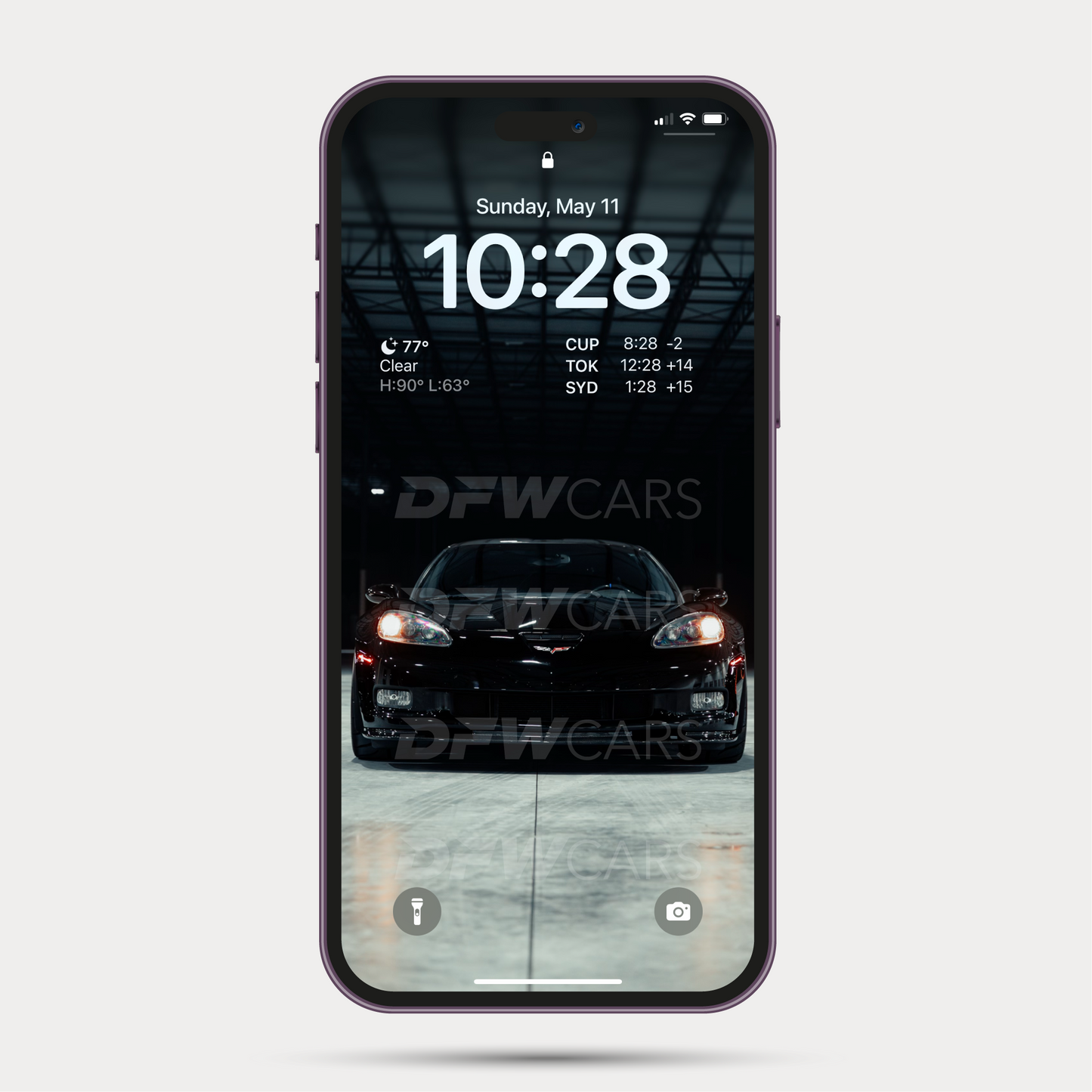 Black Corvette C6 ZR1 Phone Wallpaper Digital Download